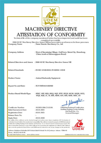 Feed Collector & Solid Manure Loader CE Certificate