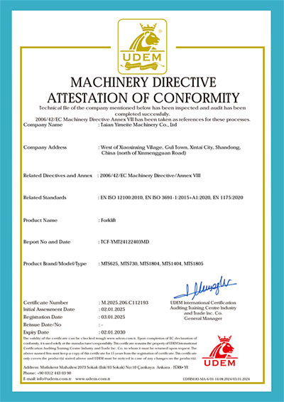 Forklift CE Certificate