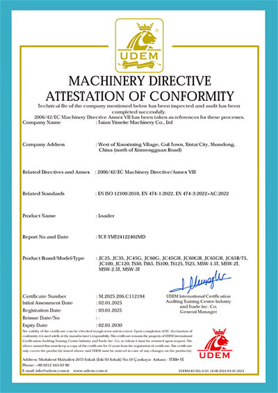 Wheel Loader CE Certificate